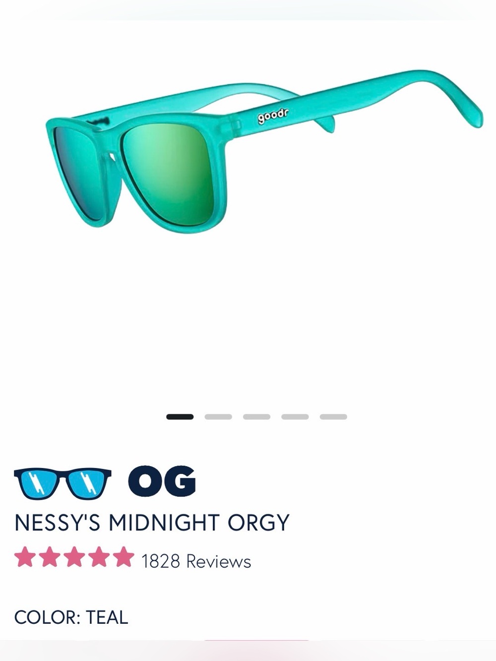 goodr OG Sunglasses — Teal Frame with Green Mirror Lenses